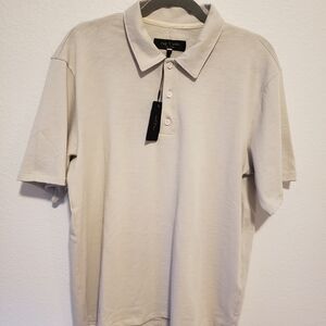 rag & bone Men's Light Cream Short-Sleeve Polo